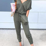 Margovil V Neck Wrap Jumpsuit with Pockets