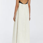 Margovil Backless Color Block Splice Swing Maxi Cami Dress