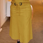 High Waisted Loose Split-Front Split-Joint Tied Waist Skirts