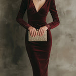 Quietly Luxurious And Elegant Lace Velvet Midi Dress
