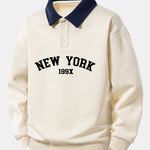 Relax Fit New York Print Contrast Polo Sweatshirt