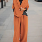 High Waisted Wide Leg Elasticity Pleated Solid Color Pants Trousers