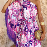 One Shoulder Belt Waist Fashion Dress