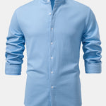 3 Pieces Long Sleeve Muscle Fit Ribbed Stand Collar Shirt