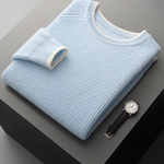 PURE EXTRA-FINE MERINO WOOL TWO TONE CREWNECK