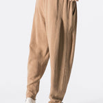 Detachable Belt Relax Fit Linen And Cotton Blend Harem Pants
