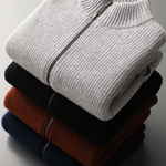 PURE EXTRA-FINE MERINO WOOL RIBBED CARDIGAN