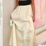 Margovil Backless Color Block Splice Swing Maxi Cami Dress