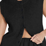 Margovil Crewneck Sleeveless Button Down Knitting Top
