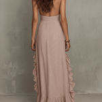 Quiet Romance Ruffle Bare Rose Halter Flow Maxi Dress
