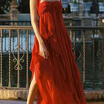 Margovil Sleeveless Open Back Ruffle Trim Slit Maxi Dress