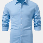 3 Pieces Long Sleeve Muscle Fit Ribbed Button Up Shirt