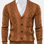 Geometric Jacquard Shawl Collar Cardigan Sweater