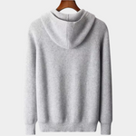 PURE EXTRA-FINE MERINO WOOL RIBBED ZIP HOODIE