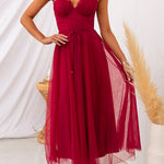 Margovil Open Back Waisted Swing Maxi Cami Tulle Dress