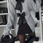 Margovil Crewneck Bow Back Cut Out Cozy Sweater