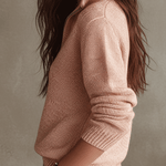 Relaxed Half-Zip Knit Pullover In Vintage Blush