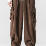 Relaxed Fit Drawcord Hem Corduroy Cargo Pants