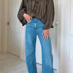 Margovil Lapel Batwing Sleeves Zip Up Bomber Jacket