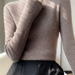 Casual Skinny Long Sleeves Solid Color Half Turtleneck Sweater Tops