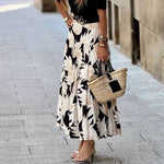 Elastic waist long skirt