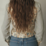 Vintage Striped Floral Print Long-sleeved Blouse