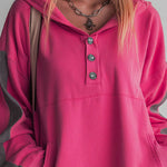 Sporty Color-blocked Ruffled Half-zip Hooded Long-sleeved Mini Dress