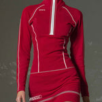 Sporty Stand Collar Zip-up Contrasting Trim Long-sleeved Mini Dress