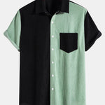 Short Sleeve Two-Tone Corduroy Shirt & Corduroy Shorts