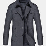 Double Layer Detachable Neck Woolen Coat