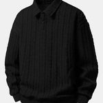 Relax Fit Twisted Jacquard Polo Sweatshirt