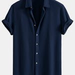 Waffle Button Up Shirt & Drawstring Waffle Shorts