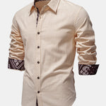 Contrast Paisley Print Linen Look Shirt