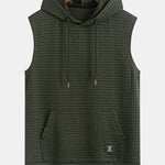 Waffle Sleeveless Hooded T-Shirt With Kangaroo Pocket & Shorts