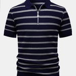 Striped Zipper Knit Polo