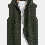 Sleeveless Waffle Zipper Hoodie