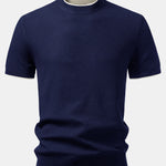 Contrast Trim Textured Knit T-Shirt