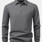 Long Sleeve Geometric Jacquard Polo Shirt