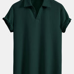 Short Sleeved V-Neck Ribbed Polo