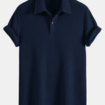 Short Sleeved Waffle Polo & Drawstring Knitted Waffle Shorts