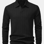 Long Sleeve Wheat Ear Jacquard Polo Shirt