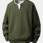 Relax Fit Waffle 2 In 1 Notched Collar T-Shirt & Drawstring Knitted Waffle Pants