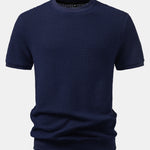 Short Sleeve Waffle Ribbed Hem T-Shirt