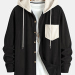 Long Sleeved Contrast Corduroy Hooded Shirt