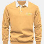 Slogan Print Contrast Polo Collar Sweatshirt