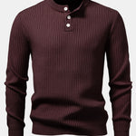 Ribbed Henley Neck Sweater