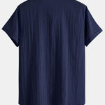 Short Sleeve Linen Look Polo Collar Shirt