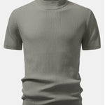 3 Pieces Ribbed Mock Neck Knit T-Shirt