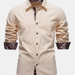 Contrast Paisley Print Linen Look Shirt & Straight Leg Linen Pants