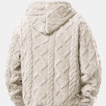 Relax Fit Geometric Jacquard Teddy Fleece Hoodie